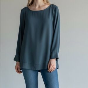 Soft Surroundings Women's Deep Blue Blouse with Side Zippers XS